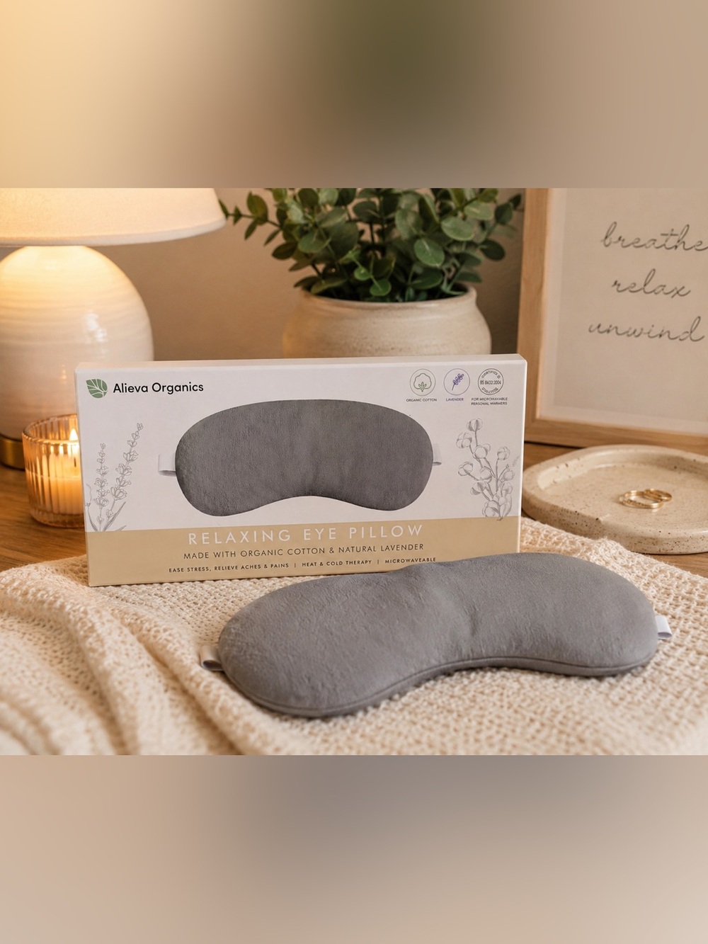 Alieva Organics Lavender Eye Pillow | Organic Cotton Sleep Mask